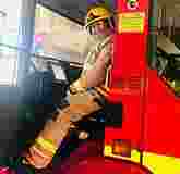 Glen in a fire engine